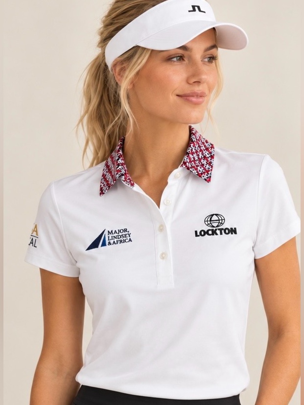 J.LINDEBERG Cara Golf Polo White Red Black Size Medium NEW without Tags!